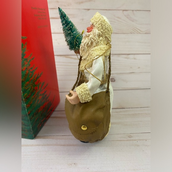 1992 Possible Dreams Clothtique Santa Ornament Holding Bottle Brush Tree W/BOX - Picture 4 of 11